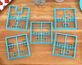 Minecraft Familiar Faces Set 1 Cookie Cutters- Alex, Cow, Steve, Villager, Wolf