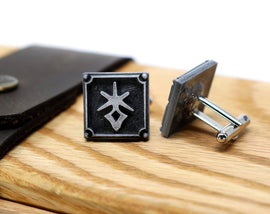 Dark Knight FFXIV Job Cufflinks - DRK Metal Resin, Final Fantasy 14 FF14 Soul Crystal - LootCaveCo
