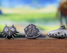 Zelda Cufflinks *Majoras Mask, Ocarina, Hylian Shield* Legend of Zelda Breath of the Wild - Nintendo/Zelda Gift