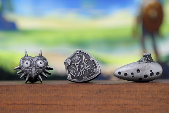 Zelda Cufflinks *Majoras Mask, Ocarina, Hylian Shield* Legend of Zelda Breath of the Wild - Nintendo/Zelda Gift
