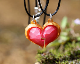 Zelda Companion Heart Container Glow in the Dark Necklace/ Keychain for Legend of Zelda Gamers and Video Game Lovers