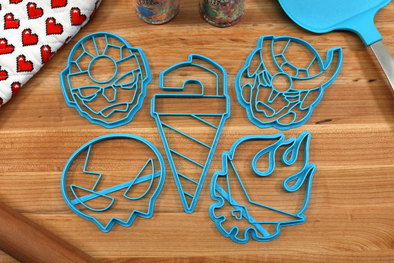 Gurren Lagann Cookie Cutters - Core Drill, Small Gurren, Gurren Lagann Head, Kamina Symbol, Yoko Symbol - Gurren Lagann Gift