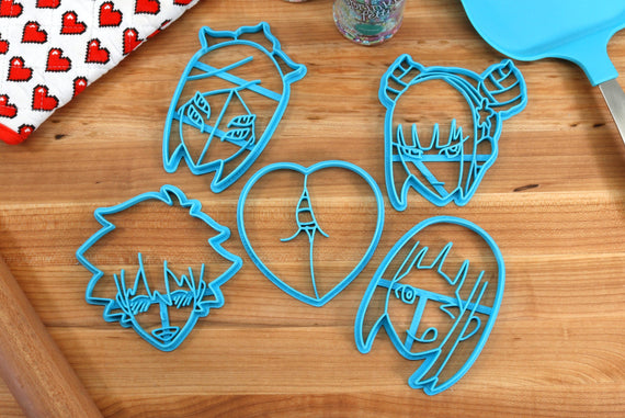 MeMeMe Anime Cookie Cutters - Daoko Girl, Fallen Hana, MeMe Face, MeMeMe Heart, Syu