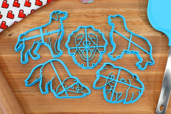 Golden Retriever Cookie Cutters - Golden Face, Golden Outline, Golden stack, Leaning Golden, Smiling Golden - Corgi Gift /  Baking Gift