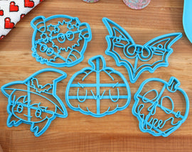 Anime Halloween Cookie Cutters - UWU Pumpkin, Anime Witch, Bat Potion, Skull Apple, Sugar Sprite - Kawaii gift for Anime Lovers