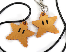 Mario 8bit Power Star Glow in the Dark Keychain/Necklace - Super Mario Bros -Nintendo/Mario Gift