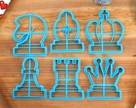 Online Chess Icons Cookie Cutters - Queen, Rook, Pan, Bishop, King, Queen - Gift for chess player
