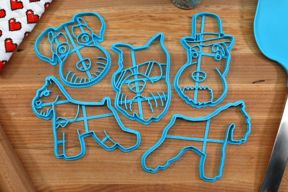 Schnauzer Cookie Cutters - Schnauzer Stack, Schnauzer Outline, Schnauzer Face  - Gift for Schnauzer Owner