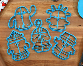 Animal Crossing Gyroid Cookie Cutters Set 1 - Wallopoid, Twangoid, Squeakoid, Crumploid, Bubbloid - New Horizons /  Nintendo Gift