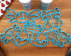Cute Axolotl Cookie Cutters - Heart Tail Axolotl, Sad Axolotl, Sitting Axolotl, Smiling Axolotl, Swimming Axolotl - Axolotl Gift Idea