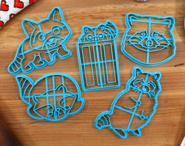 Raccoon Cookie Cutters  - Happy Raccoon, Raccoon Face, Sleepy Raccoon, Standing Raccoon, Trash Raccoon- Trash Panda Gift