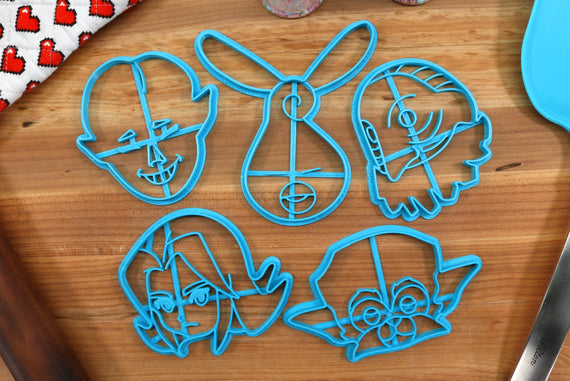 Majoras Mask Face Cookie Cutters - Happy Mask Salesman, Stray Fairy, Kafei, Guardian Diety, Foolish Monkey