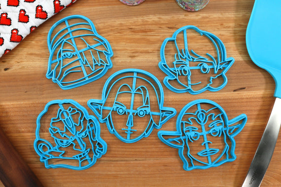 Ocarina of Time Face Cookie Cutters - Adult Link, Adult Zelda, Ganandorf, Saria, Sheik