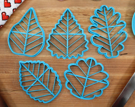 Leaf Cookie Cutters Set 1 - Poplar Leaf, Oak Leaf, Birch Leaf, Aspen Leaf, Apple Tree Leaf