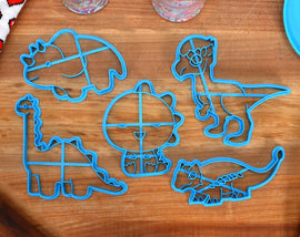 Cute Dinosaur Cookie Cutters - Anklyosaur, Longneck, Pachysaur, T-rex, Triceratops - Dinosaur Birthday