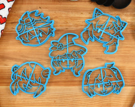 Genshin Impact Cookie Cutters Chibi Faces Set 7 - Beidou, Keqing, Fischl, Bennerr, Lisa