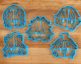 Genshin Impact Cookie Cutters Chibi Faces Set 11 - Kamisato Ayato, Kuki Shinobu, Shikanoin Heizou, Yae Miko, Yun Jin