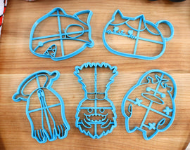 FFXIV Minion Cookie Cutters Set 2 - Fat Cat, Spriggan, Wee-Ea, Goobbue, Major General - FF14