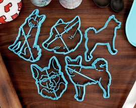 Norwegian Buhund Spaniel Cookie Cutters - Norwegian Buhund Stack, Norwegian Buhund Face, Norwegian Buhund Owner