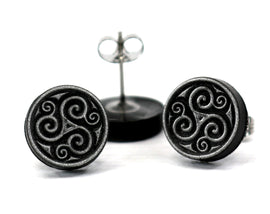Triskelion Earring - Celtic Gift, Trinity Knot, Triple Spiral, Death and Rebirth - Celtic Gift Idea ERG1