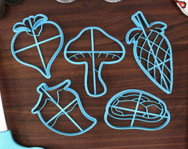 Tears of The Kingdom Food Items Cookie Cutters - Radish, Thistle, Meat, Spicy Pepper, Stamella Shroom - LoZ Zelda
