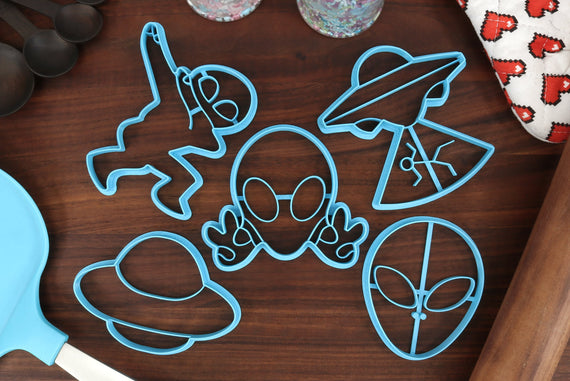 Cute Aliens Cookie Cutters, Set 1 - UFO Cookie Cutter, Alien Abduction, The Greys, Grey Alien Face, I Want to Believe