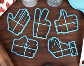Hand Signs Cookie Cutters, Set 1 - Fist Hand, Gusto Hand, Palm Hand, Peace Hand, Thumbs Up or Down -  Hand Signals Cookies