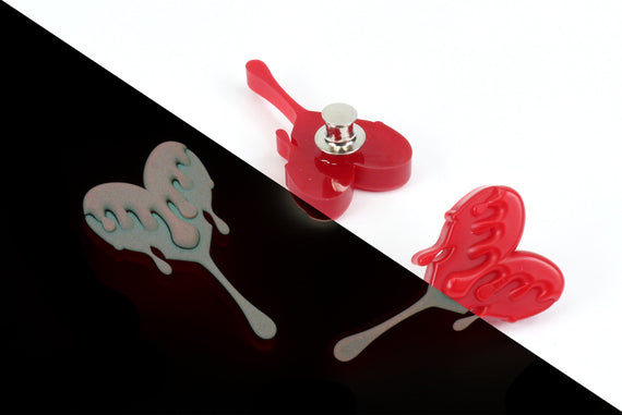 Bleeding Heart Glow Pin - Heartbreak Rave Pin - Glow in the Dark Dripping Heart - Heart Bleeding Red Love Pins - Heartache Pins | SPN1