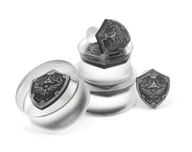 Hylian Shield Gauges 3-35mm sizes / Zelda Ear Gauge Plugs Legend of Zelda -Double Flare Resin Gauges- Hylian Merch - Gaming Gauges