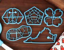 Virginia Cookie Cutters - American Dogwood, Cracked Peanut, Foxhound Face, Pentagon, Virginia Outline - VA Gift Idea