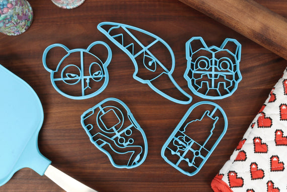 Digimon Cookie Cutters - D-Scanner, Datamon, Meteormon, Pandamon, Swanmon - Digimon Adventure Cookies