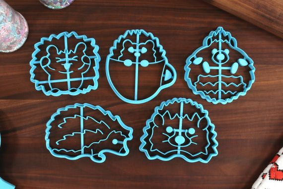 Happy Hedgehogs Cookie Cutters - Balled Up Hedgehog, Cute Hedgehog, Hedgehog Face, Hedgehog Outline, Tea Cup Hedgehog - Animals Cookies
