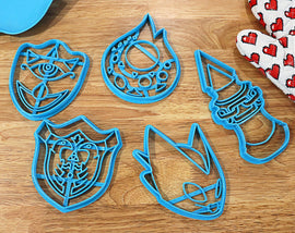 Legend of Zelda Cookie Cutters - Hookshot, Bombchu, Stamina vessel, Mirror Shield, Mask of Truth - Breath of the Wild / Nintendo Gift - LootCaveCo