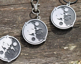 Moogle Final Fantasy X Yin & Yang Keychain/Necklace - Final Fantasy 9 Cosplay - LootCaveCo